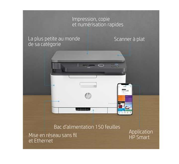 Imprimante HP Laser 178nw Couleur MFP 3en1 A4 Réseau Wifi