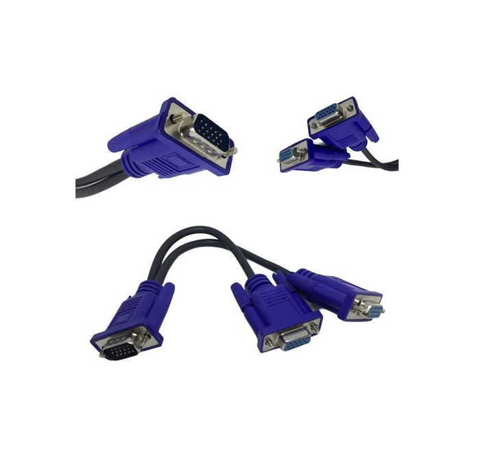 VGA Mâle vers 2 Femelles Double Splitter Câble